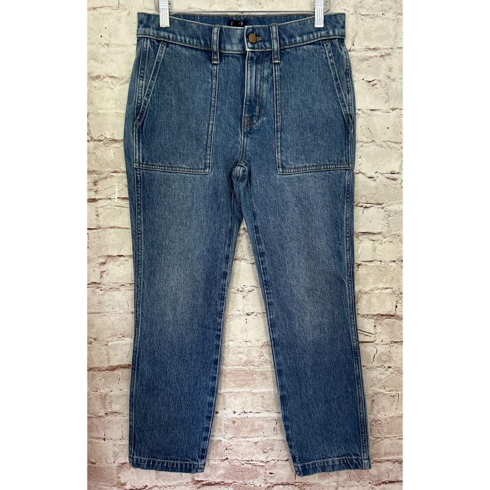 J Crew Womens High Rise Staight Utility Crop Jeans Medium Wash Denim Size 26 NEW